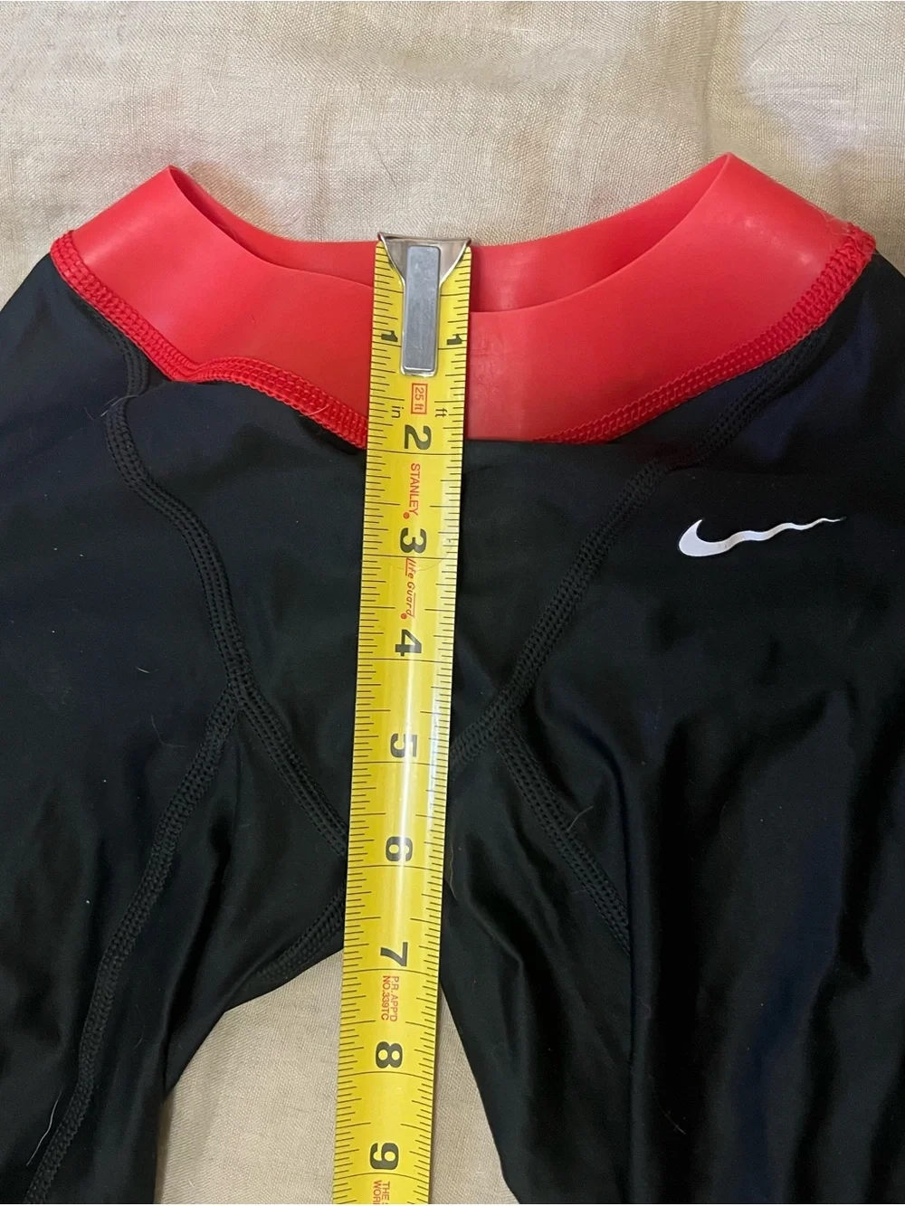 Nike Men’s Black Swim Leggings with Red Waistband